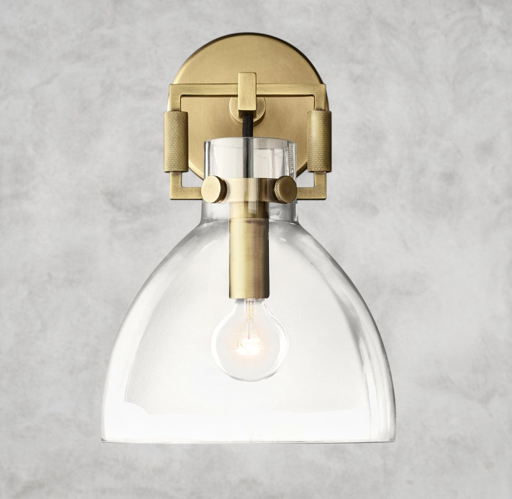 MACHINIST GLASS CLOCHE SCONCE 8", 10"